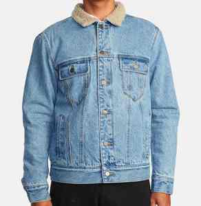 Chaqueta de invierno para hombre, chaqueta vaquera con detalles de costura premium, chaqueta vaquera ligera de mezcla de algodón, chaqueta vaquera personalizada. - Product Image 1