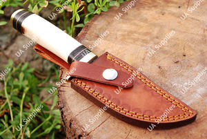 Cuchillo de Caza y Camping de Acero de Damasco Hecho a Mano Profesional UA Supplies, Hoja Fija Afilada como una Navaja, Guarda de Latón, Personalizable OEM/ODM - Product Image 5