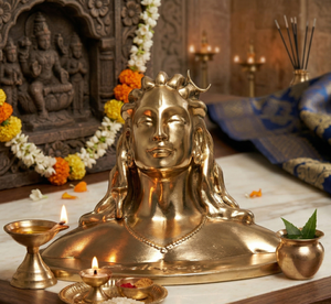 Ídolo Adiyogi de Latón Puro Chapado en Jaipur |   100% Latón |   Hecho a Mano, Duradero, Ecológico, Tradicional |   5.5x3.5x3 cm |   55g |   Inicio - Product Image 1