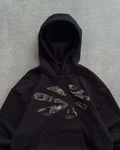 Sudadera con Capucha Extra Grande para Hombre, Negra con Estampado de Serpiente, Estilo Casual para Otoño, 100% Algodón, Felpa Francesa, Corte Regular - Product Image 2