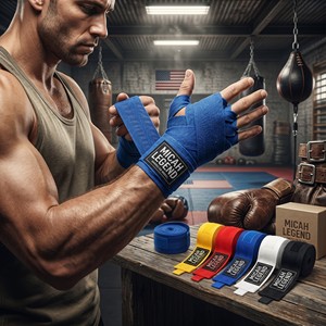 Vendas de Boxeo Personalizadas, Estilo Mexicano, de Poliéster/Algodón, Cuatro Puntos, Cinco Metros, Profesionales para MMA, Equipo de Fitness y Lucha - Product Image 4