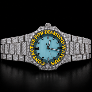Montre Hip Hop artisanale en moissanite et diamants avec bracelet en diamants pour homme, cadran bleu, idéale pour les mariages et les soirées - Product Image 1