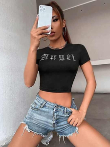 Reasonable Price Best Selling Eco-Friendly High Quality Custom Design Canvas Casual Short Sleeve Crop <b>Top</b> T-shirt - Product Image 3