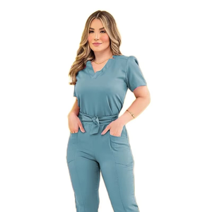 Durable Unisex Spandex <b>Scrub</b> Uniform Moisture Wicking High End Design for Doctors Hospitals Short Sleeve Workwear - Product Image 3