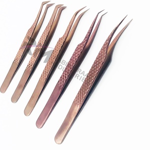 Pince à épiler pour cils RMI en or rose, pointe lisse, acier inoxydable, précision pour extensions de cils, modèle 14 cm/12 cm - Product Image 2