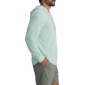 Sudadera de Punto con Capucha para Hombre, Color Verde Menta, Manga Larga, Corte Regular, Informal, para Verano, con Bolsillo, Diseño Transpirable - Product Image 4