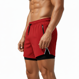 Men's Dual Layer Water Sport <b>Shorts</b> Quick Dry Inner <b>Compression</b> Zip Security Pocket Custom Logo Bulk Order Manufacturer - Product Image 3