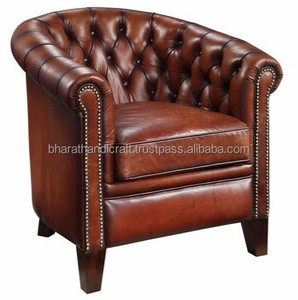 Sillón Chesterfield de Cuero Genuino de Lujo, Sillón Club con Botones, Sillón Moderno con Brazos Decorativos, Muebles para Sala de Estar, Vestíbulo de Hotel - Product Image 2
