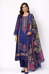 Ssumaira - Conjunto de Fiesta Formal con Camisa de Terciopelo Bordada y Pantalones con Dupatta Estampada Digitalmente, Novedad Especial para Eid - Product Image 3