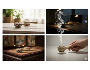 Brûleur d'encens artisanal en bambou écologique, porte-bakhoor arabe, diffuseur d'agarwood et d'oud pour usage domestique religieux - Product Image 2