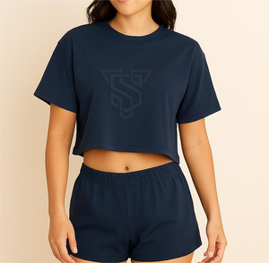 Camiseta Corta Informal de Alta Calidad para Mujer, de Algodón, Lisa, Teñida, de Manga Corta, Transpirable, Ligera, de Secado Rápido, para Verano - Product Image 2