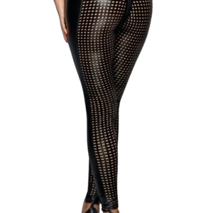 Women's Black <b>Mesh</b> High Waist Full Length <b>Leggings</b> Stretchy Skinny Geometric Pattern Sexy Style All Seasons Wear - Product Image 3