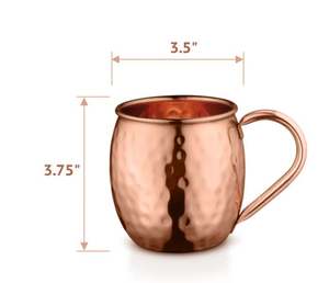 Ensemble de tasses à Moscow Mule en cuivre martelé avec poignée, vaisselle classique pour cocktails, idéal pour le service au bar, la salle à manger et les fêtes - Product Image 2