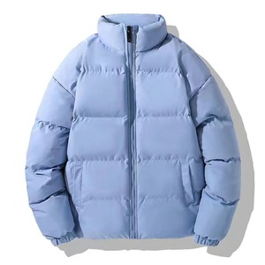 Veste d'hiver matelassée pour homme, col montant, fermeture éclair, couleur unie, rembourrage épais en polyester, coupe-vent, manteau chaud - Product Image 4