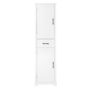 Modern <b>Tall</b> Freestanding Bathroom Storage <b>Cabinet</b> with Two Adjustable Doors MDF Board Door Shelve Design - Product Image 5