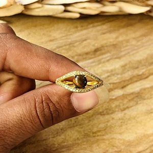 Unique Design Boho Eye Band Brass <b>Rings</b> For Women 18k Gold Plated Vintage Tiger Eye <b>Statement</b> Jewelry for Wholesale/OEM/ODM - Product Image 3