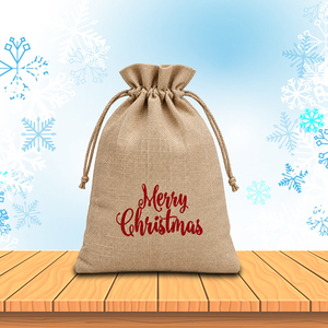 Merry <b>Christmas</b> Jute Drawstring Backpack Fleece Lined Large Capacity <b>Gift</b> Sachet Candy <b>Bag</b> Birthday Holiday Packaging - Product Image 1