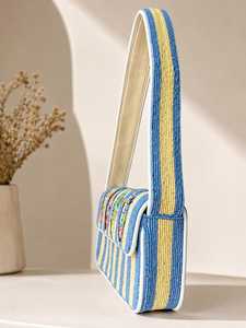 Bolso de Hombro Tejido a Mano con Cuentas en Forma de Pez |   Bolso de Viaje Ligero Estilo Bohemio Inspirado en la Costa Oceánica Shah Saloni - Product Image 5