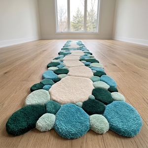 Handmade Tufted <b>Pebble</b> Area <b>Rug</b> Soft 3D Round Carpet Modern Abstract Floor Mat for Living Room Bedroom - Product Image 1