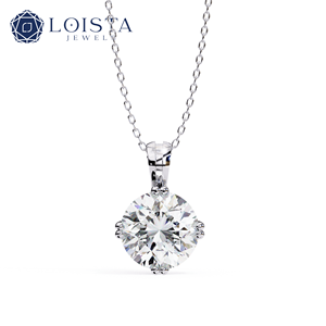 LOISTA จี้เพชรทรงกลมเงินคลาสสิกเครื่องประดับหมั้นสำหรับผู้หญิงสี D หินธรรมชาติ - Product Image 1