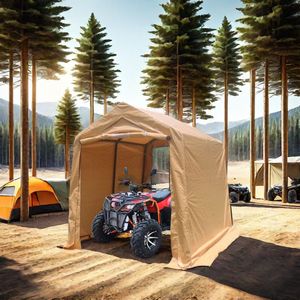 Gazebo Portatile 7x8 piedi per Esterni, Riparo Impermeabile con Porta a Cerniera, Carport per Moto e Veicoli, Ventole Incluse - Product Image 6