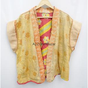 Handmade Kantha Quilted Jacket Japanese Kimono Beach Wear Bohemian <b>Robe</b> Belt <b>Coat</b> Spring Summer Casual Vintage Reversible - Product Image 4