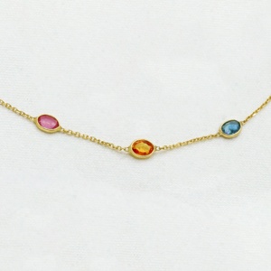 Minimalist Wedding Bracelet Natural Multi Sapphire Gemstone 18k <b>Solid</b> Yellow <b>Gold</b> Handmade for Certified Jewelry | Gift - Product Image 2