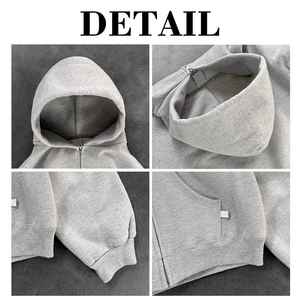Sweat à capuche vintage en molleton 100 % coton de haute qualité pour homme, coupe oversize, avec fermeture éclair, respirant – Vente en gros fabricant - Product Image 3