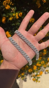 Luxury 925 Silver Diamond <b>Bracelet</b> Round Brilliant Cut Channel Setting Chain Link Unisex Everyday Wear <b>Bracelet</b> for Unisex - Product Image 3