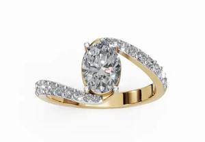 Bague en diamant ovale cultivé en laboratoire, poids total de 0,560 carat, avec 19 pierres étincelantes sur un élégant anneau en or pour femmes, bijoux fins - Product Image 6