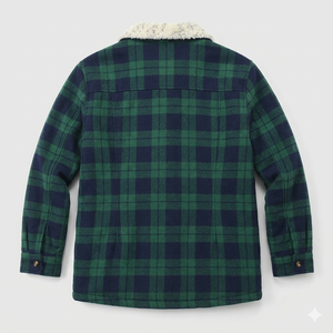 เสื้อแจ็คเก็ตผ้าฟลานเนลลายสก็อตบุขนเชอร์ปาสำหรับผู้ชาย OEM ผลิตจากผ้าฝ้ายออร์แกนิค อุ่นสบายสำหรับฤดูหนาว สวมใส่สบายๆ สำหรับกิจกรรมกลางแจ้ง ขายส่ง รับผลิตแบบ ODM - Product Image 2