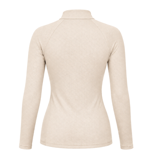 Chemise de base neutre pour l'équitation pour femme, à manches longues, pour l'entraînement équestre, avec quart de zip, extensible, respirante et performante - Product Image 2