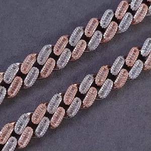 Collar de Cadena Cubana de Dos Tonos con Incrustaciones de Moissanita, Joyería Hip Hop para Hombre - Product Image 2