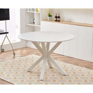 42.1\" White Mid-Century <b>Dining</b> <b>Table</b> with Mdf <b>Top</b> Pedestal Design for 4-6 People for Leisure Coffee or End <b>Table</b> Use - Product Image 2