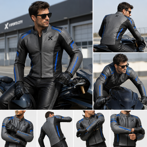 Chaqueta de Motocicleta Deportiva de Cuero Dinámica |   Estampado de Invierno |   Negro/Gris/Blanco/Azul/Marrón |   Fabricante OEM/ODM |   Diseño Premium - Product Image 5