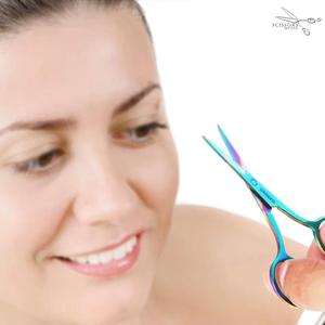 Ciseaux à manucure en métal avec finition arc-en-ciel, lame droite et tranchante, poignée ronde, outil de soin des ongles durable pour adultes - Product Image 4