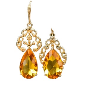 ต่างหูเงินแท้ 925 ดีไซน์เนอร์ประดับพลอยเลมอน แฟชั่นแบบห้อยสำหรับผู้หญิงและเด็กผู้หญิง - Product Image 1