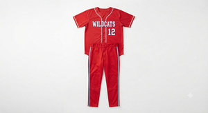 Ensemble de maillots de baseball rouges personnalisés, uniforme d'équipe, haut de batteur à manches courtes, pantalon de survêtement avec le nom de l'équipe 'Wildcats' pour l'entraînement des jeunes - Product Image 5