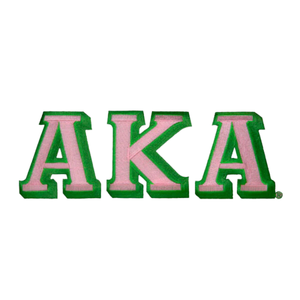 AKA Alpha Kappa Alpha - Juego de parches de letras individuales rosa y verde, bordados en chenilla, termoadhesivos o para coser, para ropa y bolsos - Product Image 1