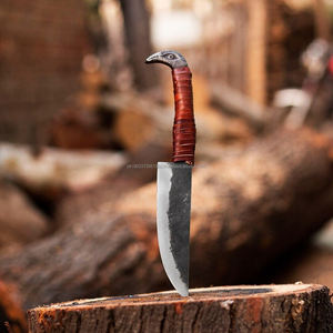 Couteau Viking en acier au carbone fait main personnalisé avec manche forgé à la main et gaine en cuir fin Couteau médiéval forgé - Product Image 2