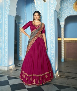 Indian Ethnic Traditional Designer Vichitra Silk <b>Lehenga</b> Choli with Sequins Embroidery Work for Wedding Outfit for <b>Women</b> Wear - Product Image 1