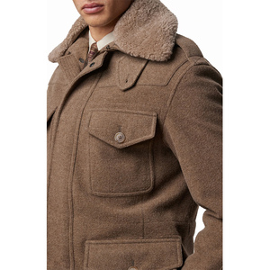 Blazer Homme Grande Taille Personnalisé en Laine Double Face 100% Chaude – Manteau d'Automne Hiver Coupe Droite Marron - Product Image 4