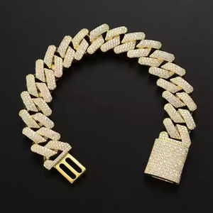 Chaîne cubaine de 20 mm entièrement pavée de moissanite, plaquée or et argent, bijoux de luxe pour hommes, collier hip-hop bling-bling - Product Image 5