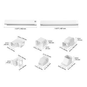 Copertura decorativa in PVC per tubi di condizionatori domestici, set da 3 pollici di larghezza x 17,7 piedi di lunghezza, compatibile con 10 condotti dritti - Product Image 5