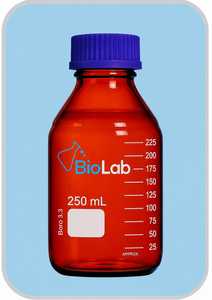 Botella de Reactivo de Vidrio Borosilicato Cilíndrica Ámbar con Tapa de Rosca, Contenedor de Muestras de Laboratorio de 250 mL, Graduada y Resistente a Químicos - Product Image 2