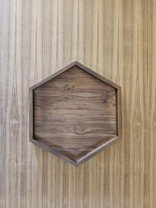 Plateau ottoman octogonal en bois style ferme, finition noyer spéciale - Product Image 4