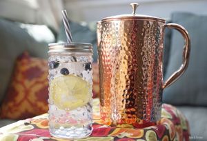 Juego de jarras de cobre para una experiencia de hidratación completa, juego de metal para agua con vasos, duradero, reutilizable, para cocina, comedor y bebidas. - Product Image 2