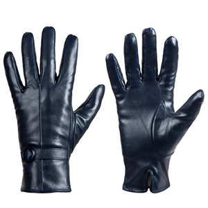 Gants de conduite unisexes en cuir de mouton noir de qualité supérieure avec sangle de poignet réglable pour une conduite confortable et un usage extérieur élégant - Product Image 5