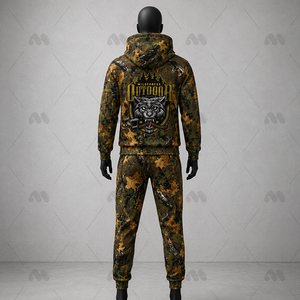 Ensemble de survêtement camouflage unisexe hiver, coupe oversize, avec pantalon de jogging long pour l'extérieur, imprimé par sublimation, en Spandex/Coton, pour la chasse - Product Image 4