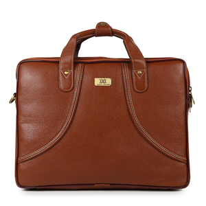 WRIZA Sac pour ordinateur portable en cuir véritable pour homme, sacoche de bureau, bandoulière réglable, couleur beige. - Product Image 1